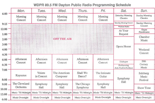 Program schedule from December 1990